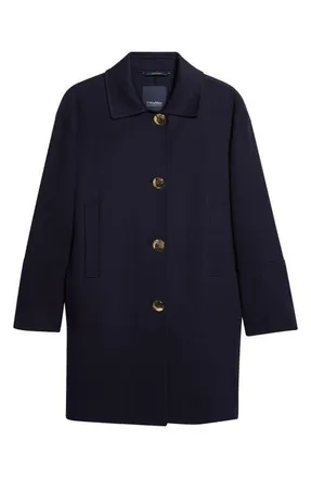 Max Mara Luna Wool Coat in Midnight Blue at Nordstrom, Size 10