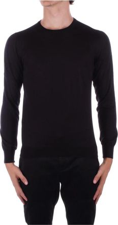 Tagliatore Zwarte Trui Zijde Wolmix - Heren - Ronde hals truien - Zwart - 3XL - Wol - Truien & Vesten