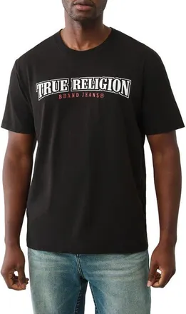 True Religion Buddha Flock Cotton T-Shirt in Jet Black at Nordstrom, Size Xxx-Large