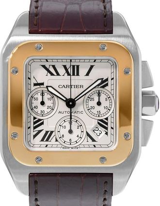 Cartier Pre-owned Cartier Santos 100 Chronograph Automatic Silver Dial Mens Watch W20091X7