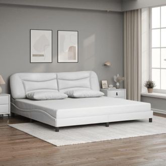 vidaXL Estructura De Cama Sin Colch&oacute;n Cuero Sint&eacute;tico Blanco 200x200cm Vidaxl