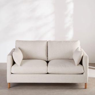 Maisons du monde Sof&aacute; cama de 2 plazas de tejido tramado beige con colch&oacute;n de 10 cm