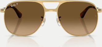 Ray-Ban Bill Max occhiali da sole squadrati polarizzati con lenti marroni in arista-Oro