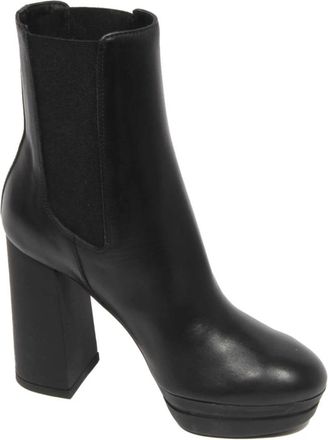 Hogan Zwarte Chelsea Leren Laarzen - Dames - Laarzen met Hak - Zwart - 40 EU - Schoenen