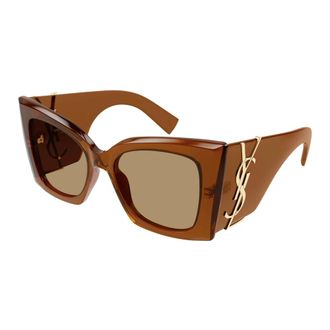 Saint Laurent Sunglasses, female, Brown, Size: 54 MM Blaze Crystal Sunglasses
