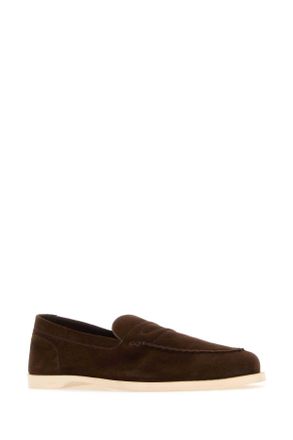 John Lobb Mens Chocolate Suede Pace Loafers 2y Leather Mocassini