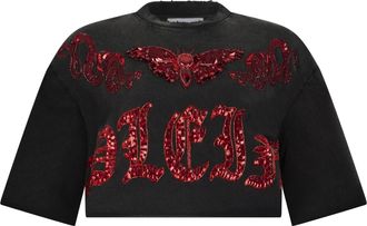 Philipp Plein Cropped T-Shirt Butterfly Tattoo
