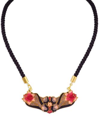 Susan Caplan Vintage 1980s cloisonn&eacute; necklace - women - Gold Plated - One Size - Black