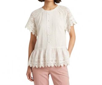 Zimmermann Aliane Crochet Sheer Top In Ivory