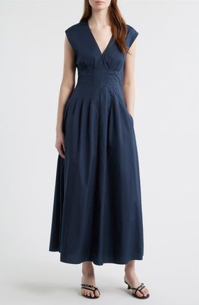 Rag & Bone Ines Pleated Poplin Maxi Dress in Salute at Nordstrom, Size 10