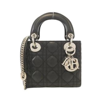 Dior Pre-owned Lady Dior Mini Lambskin Bag - Dames - Pre-owned - Zwart - Maat: ONE Size Leer