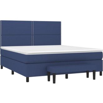 vidaXL Vidaxl - Cama Box Spring Con Colch&oacute;n Tela Azul 180x200 Cm