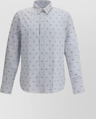 Maison Kitsuné fox striped cotton shirt with cuffed sleeves