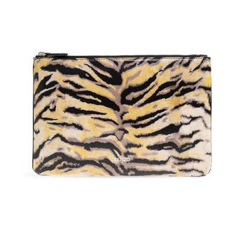 Kenzo Clutches, male, Beige, Size: ONE SIZE Tiger Pouch in Leather