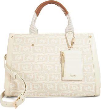 Dune London Womens Accessories Dialect - Monogram Tote With Detachable Purse - Cream Fabric - One Size