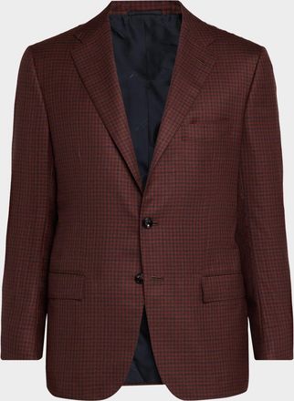 Kiton Mens Soft Cashmere Micro-Check Sport Coat