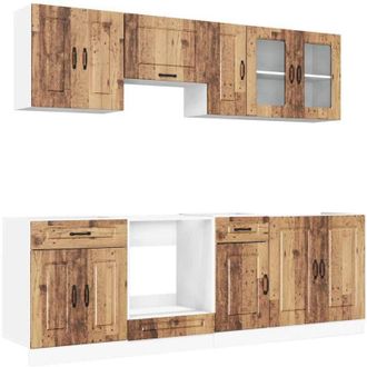 vidaXL Vidaxl - Mueble Cocina Kalmar Madera Vieja 8 Pzas Madera Contrachapada