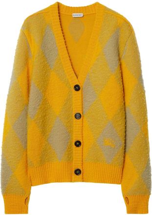 Burberry Argyle patterned-jacquard wool cardigan - women - Wool - S - Orange