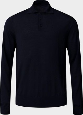 Eton Mens Fine Knit Merino Wool Long-Sleeve Polo Shirt