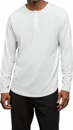 Cuts Long Sleeve Henley Curve Top In White