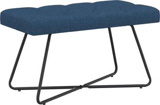 vidaXL Banco Con Tapicer&iacute;a Con Botones Azul 80 X 40 X 46 Cm Tela Vidaxl