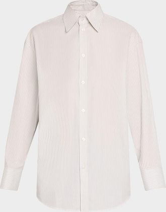 Saint Laurent Long-Sleeve Collared Button-Down Blouse