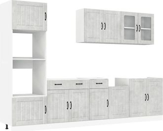 vidaXL Vidaxl - Conjunto De Armarios De Cocina lucca De 7 Piezas En Madera De Ingenier&iacute;a Gris Hormig&oacute;n