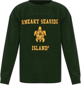 Dsquared2 T-shirt met print - Heren - Longsleeves - Groen - XL - Katoen - Tops