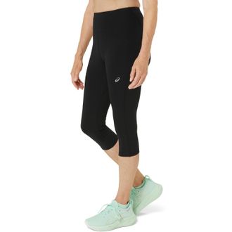 Asics Lauftights ASICS ROAD HIGH WAIST CAPRI TIGHT, Damen, Gr. XL (46/48), N-Gr, schwarz (performance), Obermaterial: 78% Polyester, 22% Elasthan, Hosen Lau