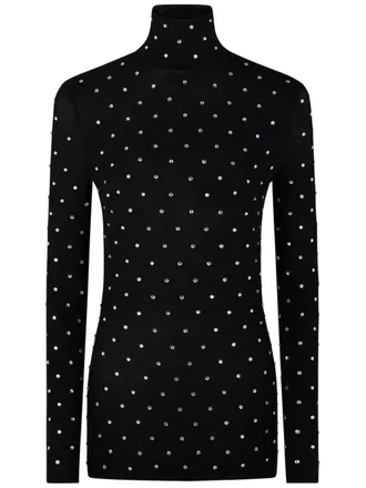Paco Rabanne Top a collo alto con cristalli - Nero