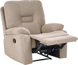 Beliani Sill&oacute;n Reclinable Manual De Tela Reposapi&eacute;s Respaldo Gris Pardo Bergen