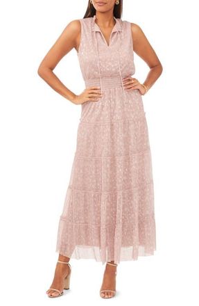 Chaus Metallic Sleeveless Tiered Maxi Dress in Serene Mauve at Nordstrom, Size X-Large