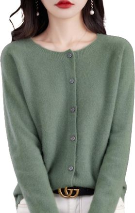 Generic Cashmere Cardigans for Women,Cashmere Button Front Long Sleeve Cardigan Soft Warm Knit Elastic Jumpers (Teal,S)