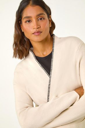 Roman Longline Whipstitch Pocket Cardigan