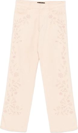 Fendi Pantaloni con ricamo a fiori anni 90 - Arancione