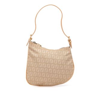 Fendi Pre-owned Womens Baguette Shoulder Bag - Tan Textile - One Size