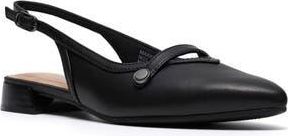 Clarks Natalyn Pointed Toe Slingback Flat in Black Leather at Nordstrom Rack, Size 8.5