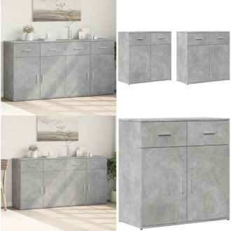 vidaXL Credenze 2 pz Grigio Cemento 79x38x80 cm in Legno Multistrato - Credenze grigio cemento - Credenze multistrato
