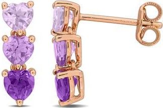 Delmar Triple Amethyst Heart Stud Earrings in Purple at Nordstrom Rack