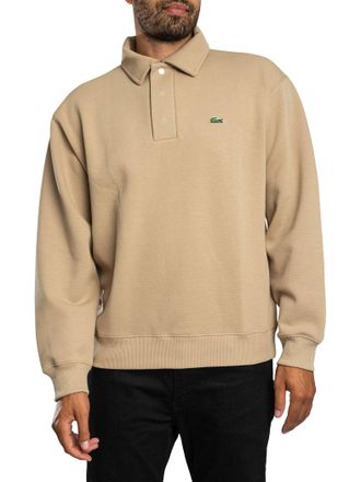 Lacoste Poloshirt Met Lange Mouwen En Logo, Beige