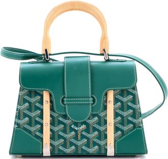 Goyard Structured Saigon Top Handle Bag Coated Canvas with Leather Mini