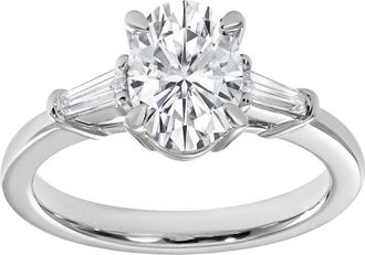 Grown Brilliance 1.75 Carat Oval Lab Grown Solitaire Diamond Engagement Ring in 14K White Gold, Side Stones, G Color, VS Clarity, Gift Box Included