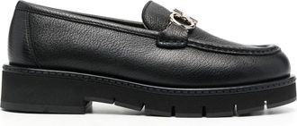 Ferragamo buckle-detail leather loafers - women - Lambskin/Rubber/Lambs Wool - 5.5B - Black