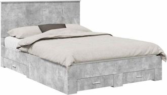vidaXL Estructura De Cama Con Cabecera Gris Concreto 140 X 190 Cm Vidaxl