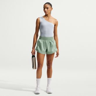 Nike Womens One Dri-FIT Brief-Lined High-Waisted 5 Shorts in Green | IB9226-006