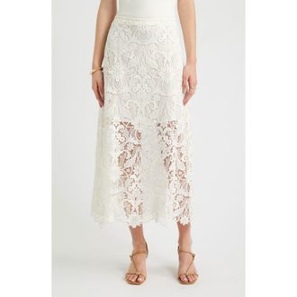 Nordstrom Floral Lace Maxi Skirt in White Coconut at Nordstrom, Size Xx-Large