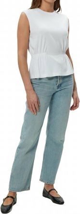 Michael Stars Rochel Pepplum Tank Top In White