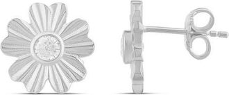 SHYMI Fluted Flower Cubic Zirconia Stud Earrings in Silver at Nordstrom