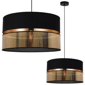OEM L&aacute;mpara Colgante Asti Duo Negra 1 Plana Pantalla Negra-dorada Ts 40cm