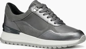 Geox Womens Geox D Desya A Leather Womens Dark Grey/Gun Trainers - Size: 7.5